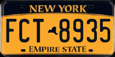 NY license plate FCT8935