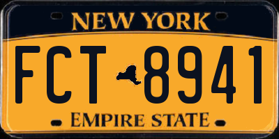 NY license plate FCT8941