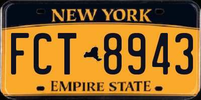 NY license plate FCT8943