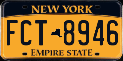NY license plate FCT8946