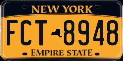 NY license plate FCT8948