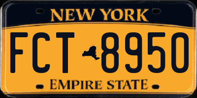 NY license plate FCT8950