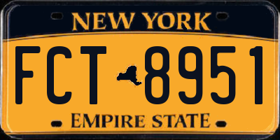 NY license plate FCT8951