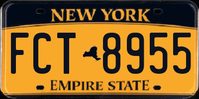 NY license plate FCT8955