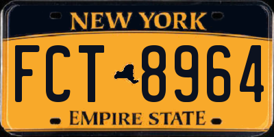 NY license plate FCT8964