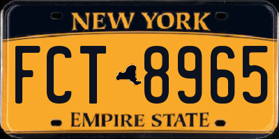 NY license plate FCT8965