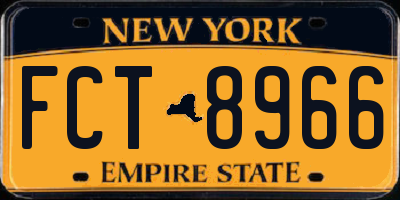 NY license plate FCT8966