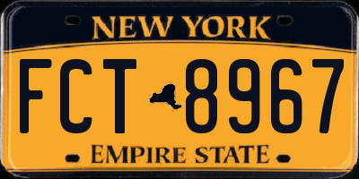 NY license plate FCT8967