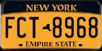 NY license plate FCT8968