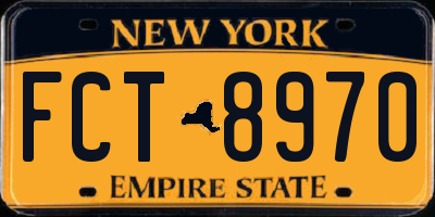 NY license plate FCT8970