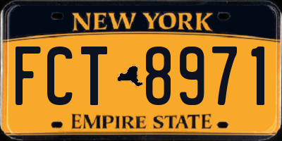 NY license plate FCT8971