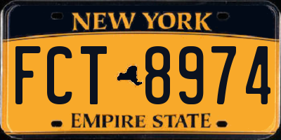 NY license plate FCT8974