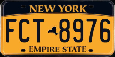 NY license plate FCT8976