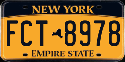 NY license plate FCT8978