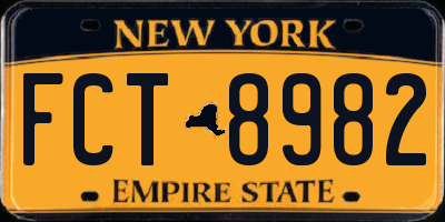 NY license plate FCT8982