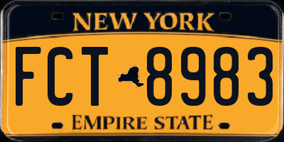 NY license plate FCT8983