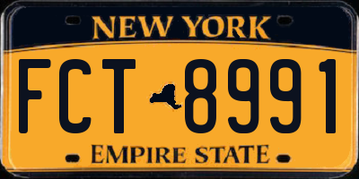NY license plate FCT8991