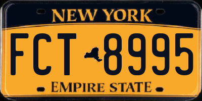 NY license plate FCT8995