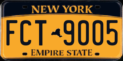 NY license plate FCT9005