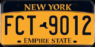 NY license plate FCT9012