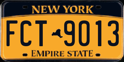 NY license plate FCT9013