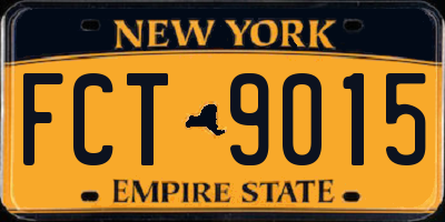 NY license plate FCT9015