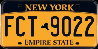 NY license plate FCT9022