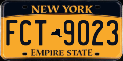 NY license plate FCT9023
