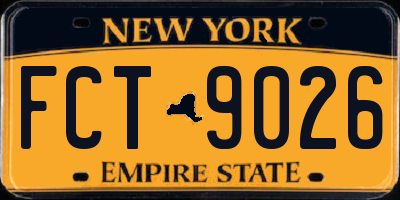 NY license plate FCT9026