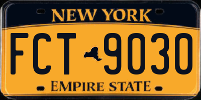 NY license plate FCT9030