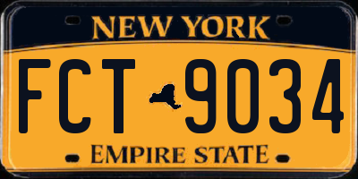 NY license plate FCT9034