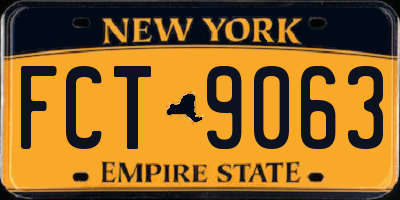 NY license plate FCT9063