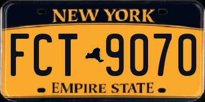 NY license plate FCT9070