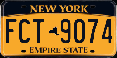 NY license plate FCT9074
