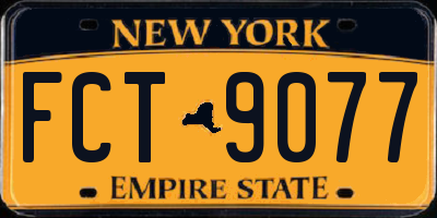 NY license plate FCT9077