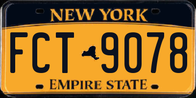 NY license plate FCT9078