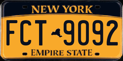 NY license plate FCT9092