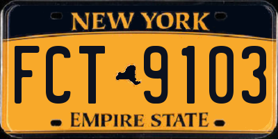NY license plate FCT9103