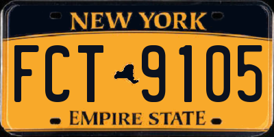 NY license plate FCT9105