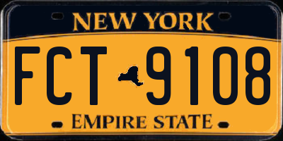 NY license plate FCT9108