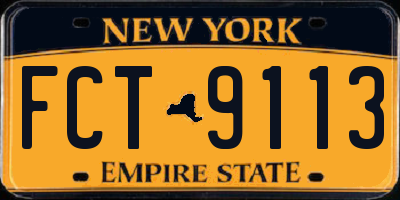 NY license plate FCT9113
