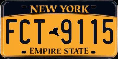 NY license plate FCT9115