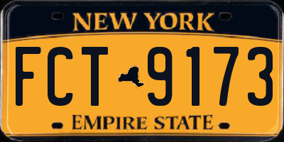 NY license plate FCT9173