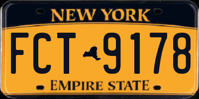 NY license plate FCT9178