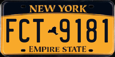 NY license plate FCT9181
