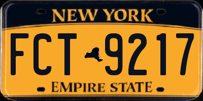 NY license plate FCT9217