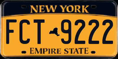 NY license plate FCT9222