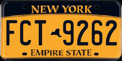 NY license plate FCT9262
