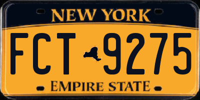 NY license plate FCT9275