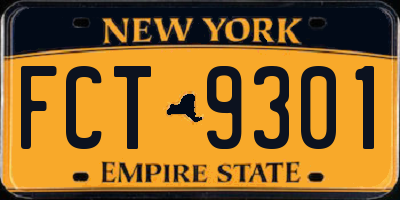NY license plate FCT9301